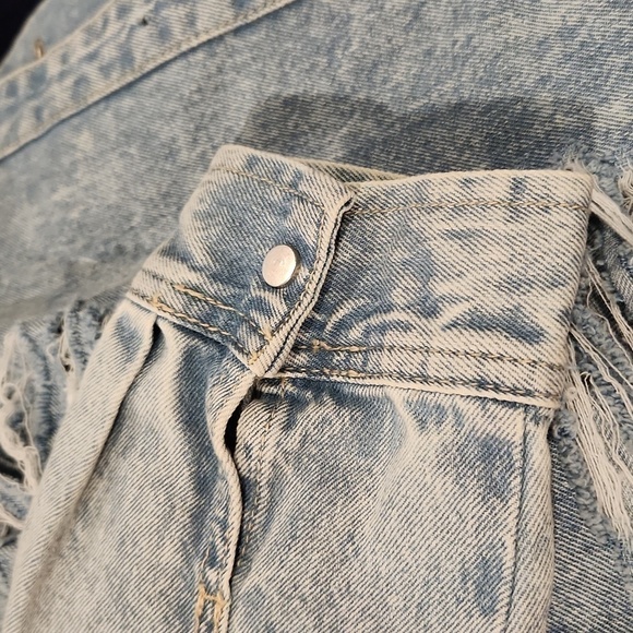 [Highway Jeans] Distressed Ripped Long Denim Dress - Size L - Picture 10 of 14